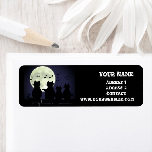 Katerwauling, Katten in het maanlicht. Personalise Etiket (Insitu)