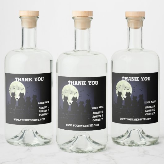 Katerwauling, Katten in het maanlicht. Personalise Likeurfles Etiket (Flessen)