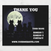 Katerwauling, Katten in het maanlicht. Personalise Likeurfles Etiket (Enkel label)