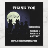 Katerwauling, Katten in het maanlicht. Personalise Wijn Etiket (Enkel label)