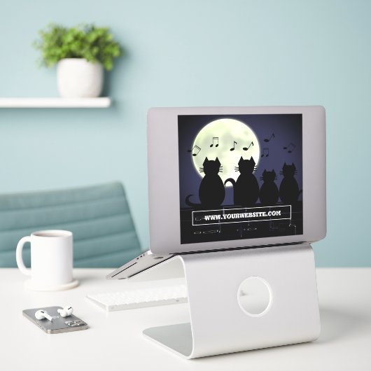 Katerwauling, Katten in het maanlicht. Sticker (Laptop op bureau)