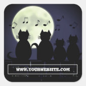 Katerwauling, Katten in het maanlicht. Vierkante Sticker (Voorkant)