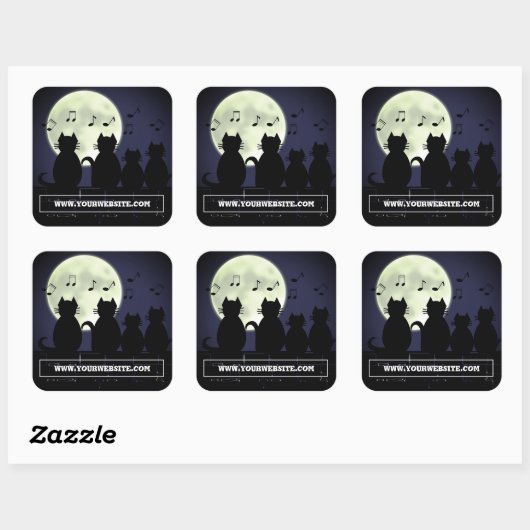 Katerwauling, Katten in het maanlicht. Vierkante Sticker (Vel)