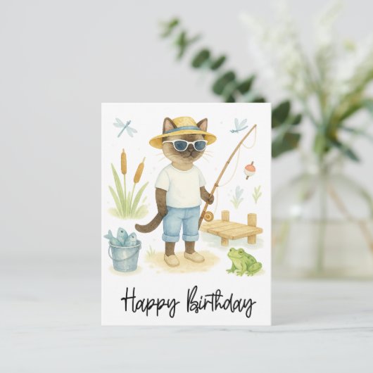 Kathaangelaars verjaardag vissen briefkaart (Staand voorkant)
