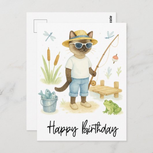 Kathaangelaars verjaardag vissen  briefkaart (Voorkant / Achterkant)