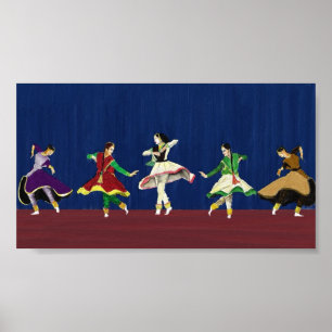 Kathak-dansers miniatuurprint poster