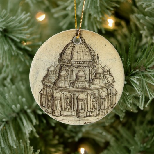 Kathedraal architectuurstudie door Leonardo da Vin Keramisch Ornament (Boom)