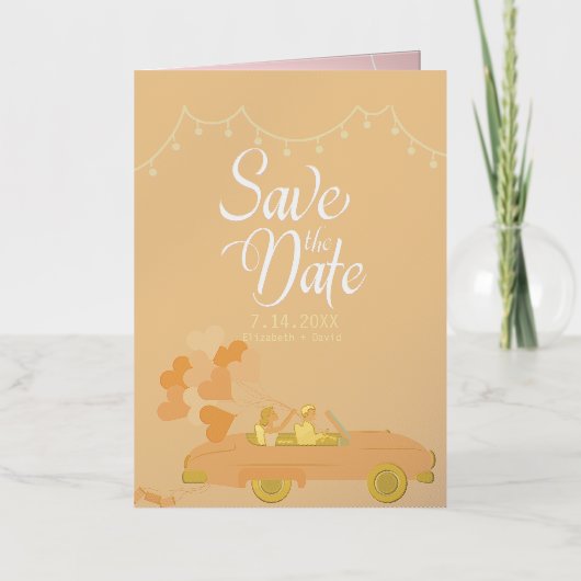 Kathedraal Bewaar de datum van de bruiloft Folie Wenskaart (Voorkant)