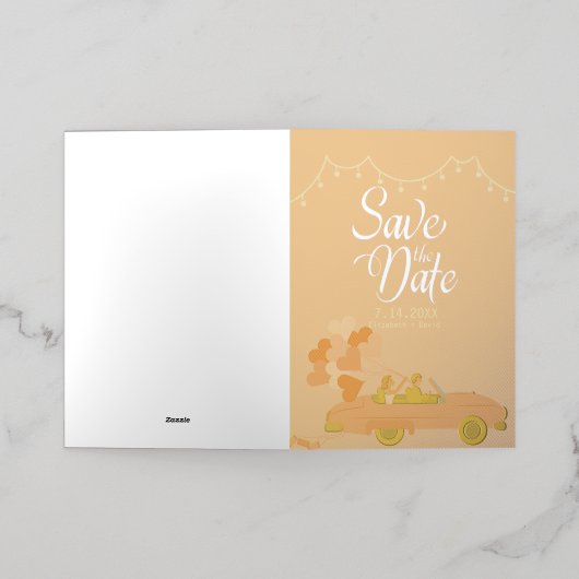 Kathedraal Bewaar de datum van de bruiloft Folie Wenskaart (Buiten Laag)