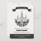 Kathedraal Bewaar de Datum Zwart en Wit Save The Date (Voorkant)