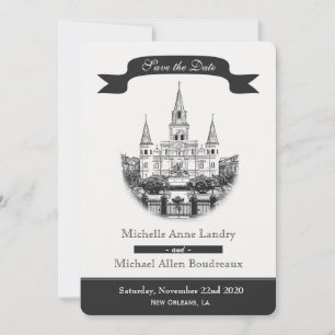 Kathedraal Bewaar de Datum Zwart en Wit Save The Date