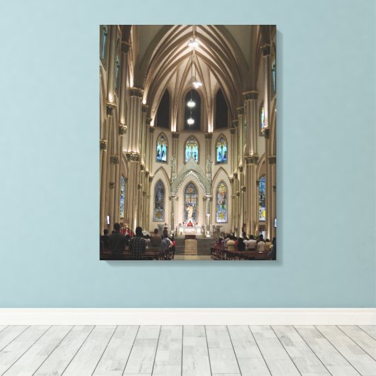 Kathedraal-bogen & glas - Guayaquil, Ecuador Canvas Afdruk (Insitu (Houten vloer))