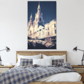 Kathedraal en stadsgezicht canvas afdruk (Insitu (Slaapkamer))