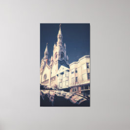 Kathedraal en stadsgezicht canvas afdruk