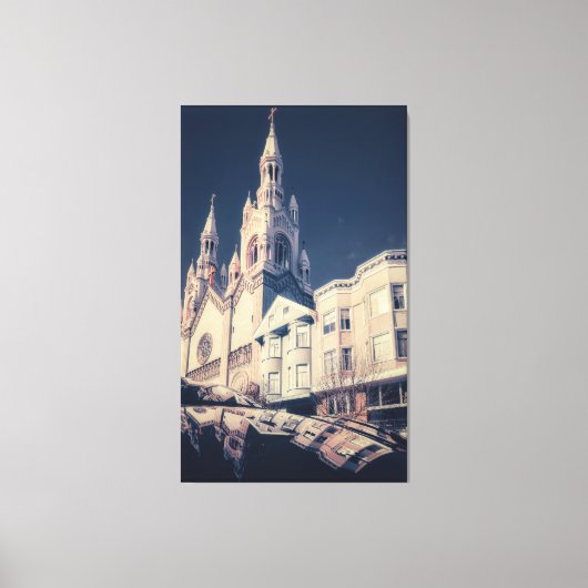 Kathedraal en stadsgezicht canvas afdruk (Voorkant)