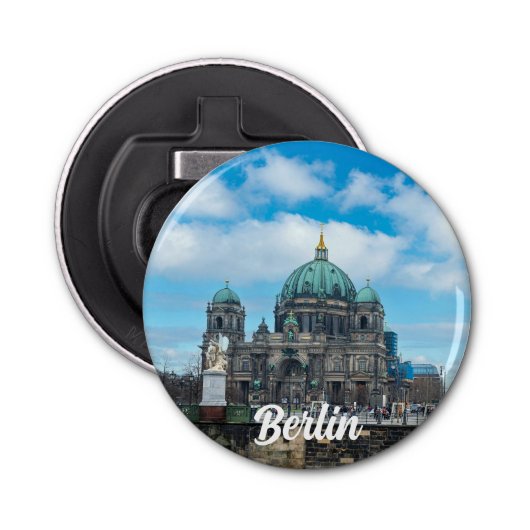Kathedraal en tv-toren van Berlijn, Duitsland Button Flesopener (Voorkant)