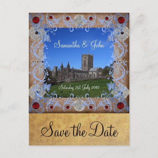 Kathedraal Fotolijst Save the Date Briefkaart (Voorkant)
