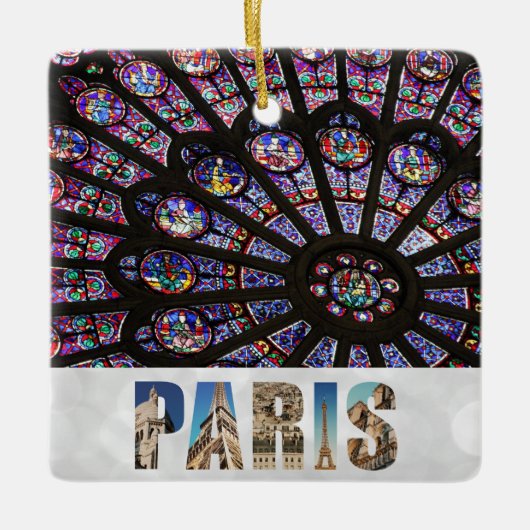 Kathedraal Glas in lood van Notre Dame Paris Keramisch Ornament (Voorkant)