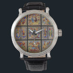 kathedraal Glas in lood Venster Horloge<br><div class="desc">Glazen in lood raam van de kathedraal van Siena (duomo - toscana - italië). Groot Katholiek en Christelijk cadeau voor Hem of Haar.</div>