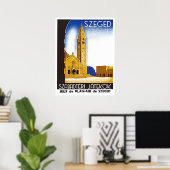 Kathedraal in Szeged, Hongarije, poster van het ol (Thuiskantoor)