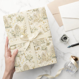 Kathedraal Kerk Bruiloft Waterverf Ivoor Goud Cadeaupapier