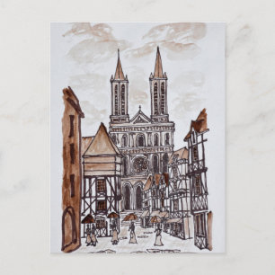 Kathedraal & Normandische huizen   Quimper, Frankr Briefkaart