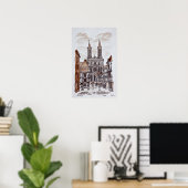 Kathedraal & Normandische huizen | Quimper, Frankr Poster (Thuiskantoor)