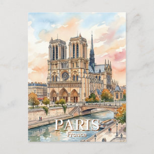 Kathedraal Notre Dame de Paris Aquarel Reis Briefkaart