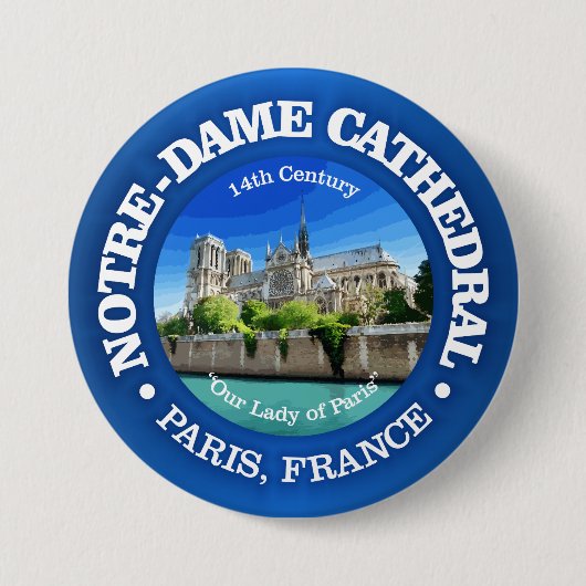 Kathedraal Notre Dame (Rd) Ronde Button 7,6 Cm (Voorkant)
