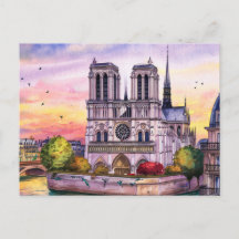 Kathedraal Notre-Dame van Parijs Aquarel