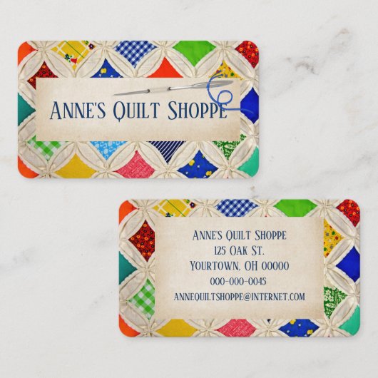 Kathedraal raam quilt ontwerp met naald visitekaartje (Voorkant / Achterkant)