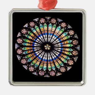 kathedraal rosetglas van gekleurd glas metalen ornament