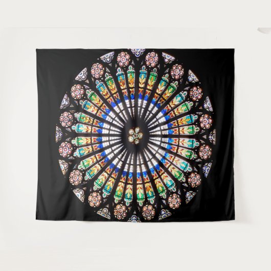 kathedraal rosetglas van gekleurd glas wandkleed (Voorkant (horizontaal))