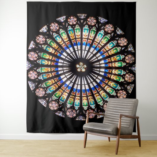 kathedraal rosetglas van gekleurd glas wandkleed (In situ)