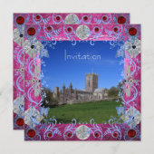 Kathedraal Rubies Art Deco Wedding Kaart (Voorkant / Achterkant)