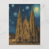 Kathedraal van Barcelona bij Night van Gogh Stijl Briefkaart (Voorkant)
