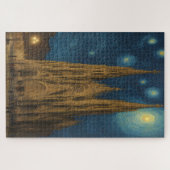 Kathedraal van Barcelona bij Night van Gogh Stijl Legpuzzel (Horizontaal)