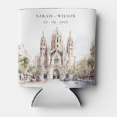 Kathedraal van Barcelona Spanje Waterverf Bruiloft Blikjeskoeler (Voorkant)