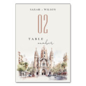 Kathedraal van Barcelona Spanje Waterverf Bruiloft Kaart (Achterkant)