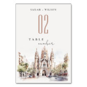 Kathedraal van Barcelona Spanje Waterverf Bruiloft Kaart (Voorkant)