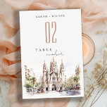 Kathedraal van Barcelona Spanje Waterverf Bruiloft Kaart<br><div class="desc">Als je nog een aanpassing nodig hebt,  kun je me gratis een e-mail sturen op yellowfebstudio@gmail.com of via Zazzle.</div>