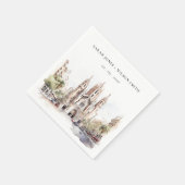 Kathedraal van Barcelona Spanje Waterverf Bruiloft Servet (Hoek)