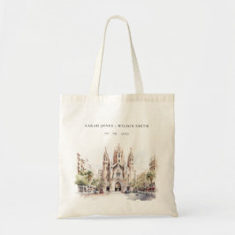 Kathedraal van Barcelona Spanje Waterverf Bruiloft Tote Bag