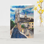 Kathedraal van Bayeux Frankrijk Blank Wenskaart Kaart (Gele Bloem)