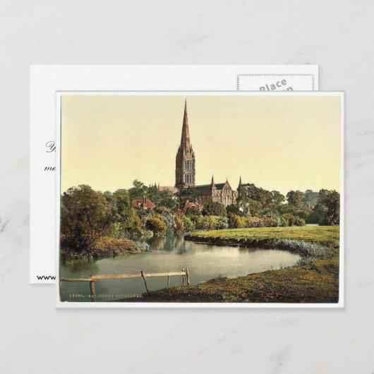 Kathedraal van de rivier Salisbury, Engeland, zeld Briefkaart (Voorkant / Achterkant)