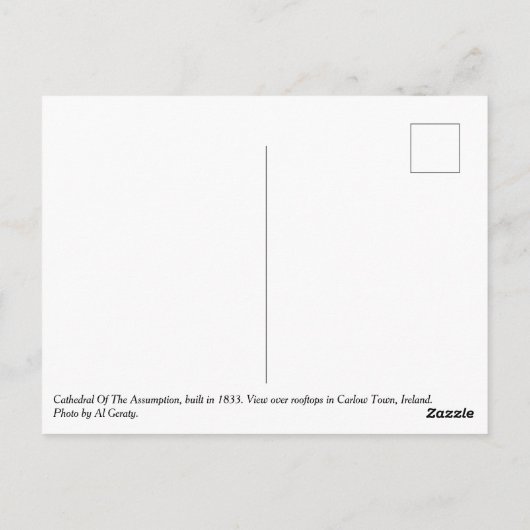 kathedraal van de veronderstelling, Carlow Town Briefkaart (Achterkant)
