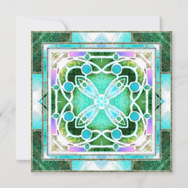 Kathedraal van Glazen in lood Raam in Groen en Mun (Voorkant)