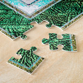 Kathedraal van Glazen in lood Raam in Groen en Mun Legpuzzel (Zijkant)