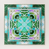 Kathedraal van Glazen in lood Raam in Groen en Mun Legpuzzel (Horizontaal)