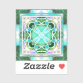 Kathedraal van Glazen in lood Raam in Groen en Mun Sticker (Vel)